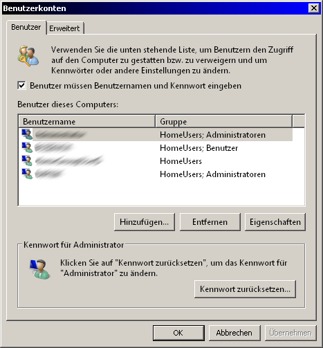 Benutzerkonten Benutzer