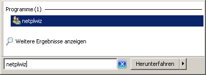 Start Suche netplwiz